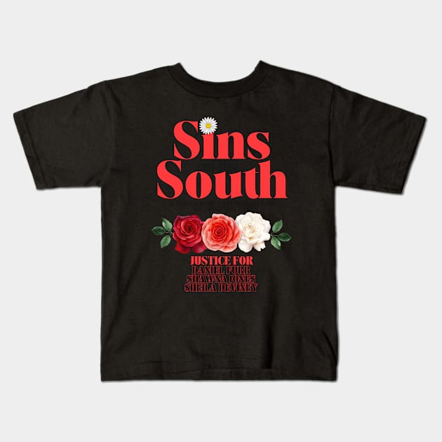 Sins of the South Light Justice For Collection Kids T-Shirt by The Sirens Podcast Store